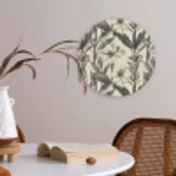 Klassiek - Botanisch - Zwart - Beige Akoestische PET Vilt - Rond klein 838 -sfeer3