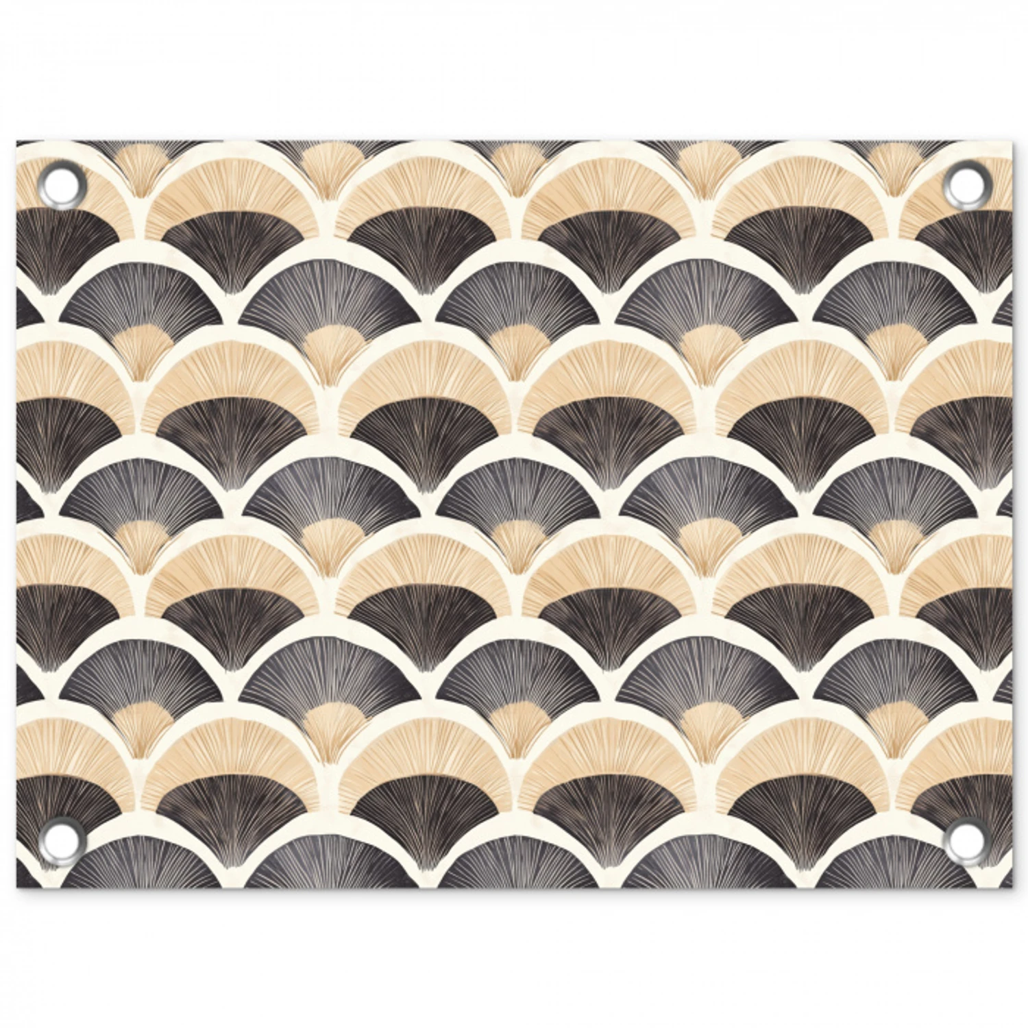 Waaier - Patroon - Zwart - Beige tuinposter los doek klein 239 -3d