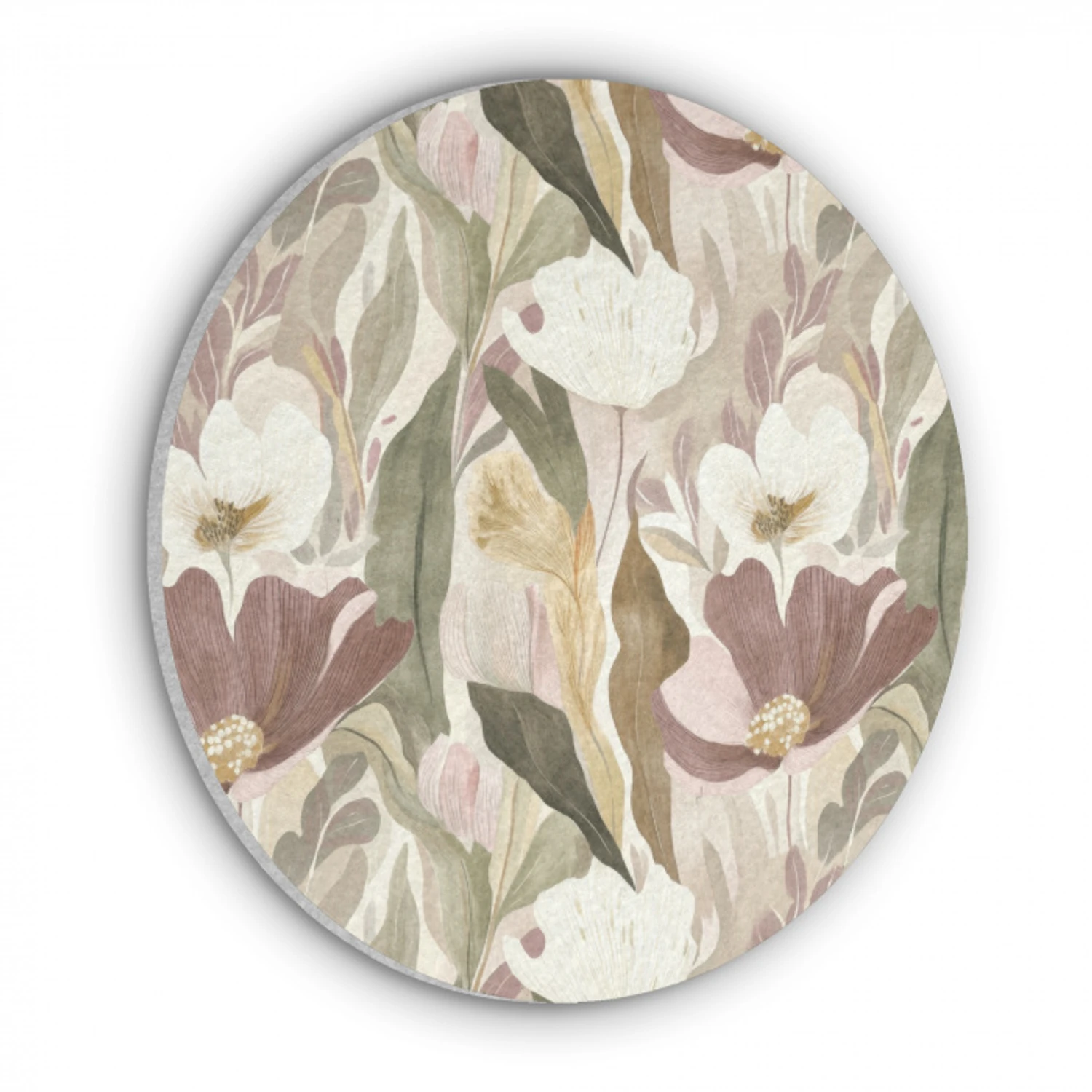 Bloemen - Aquarel - Kleurrijk Akoestische PET Vilt - Rond klein 838 -3d