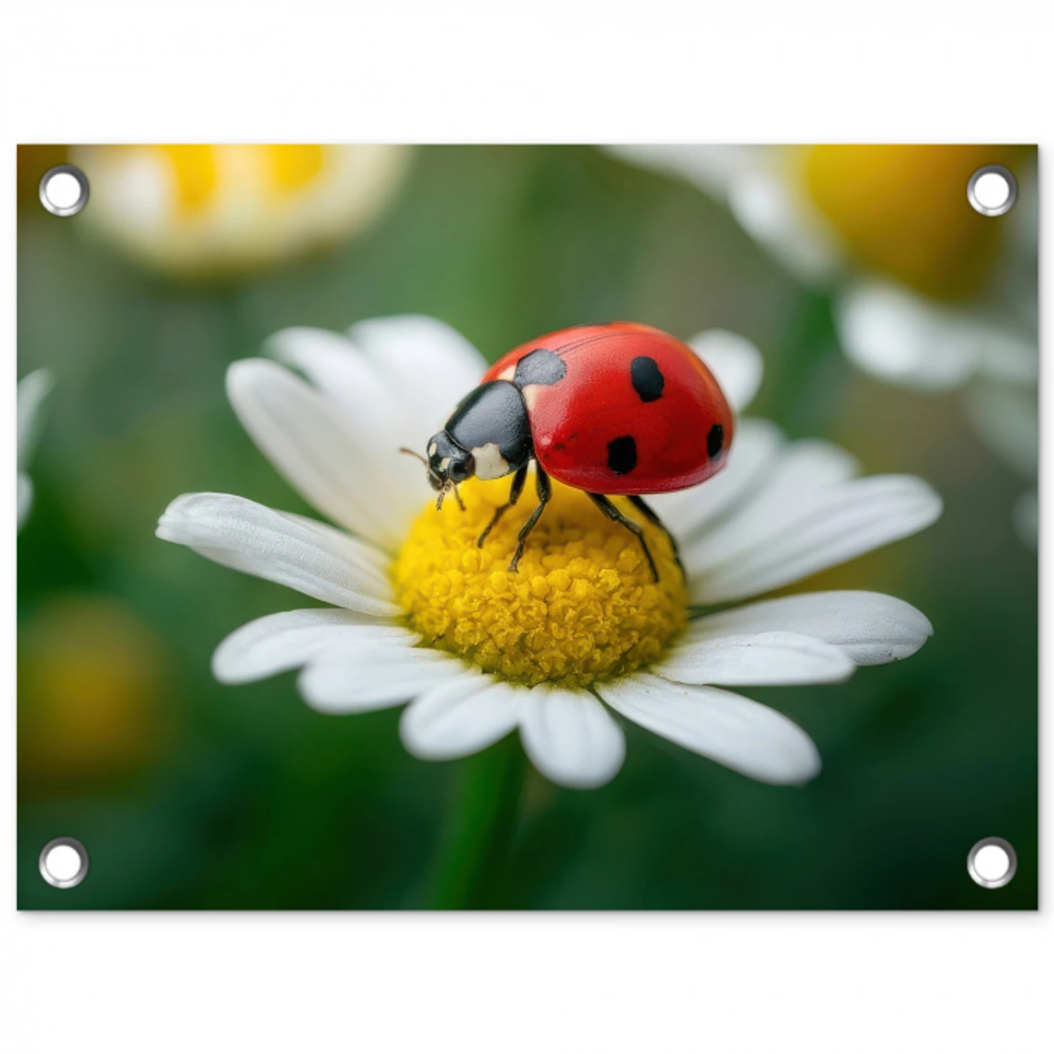 Lieveheersbeestje - Rood - Margriet tuinposter los doek klein -3d