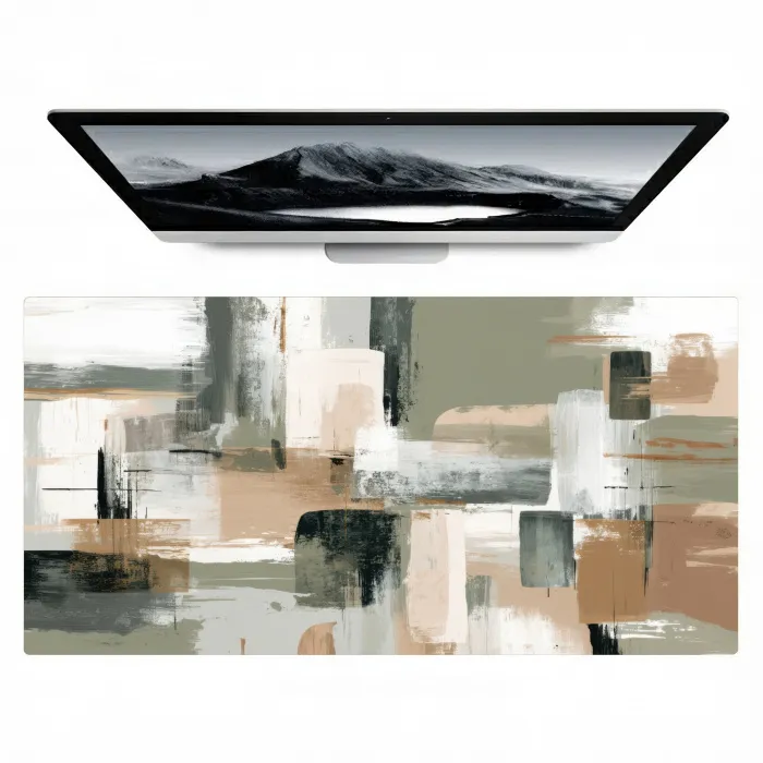Penseelstreken - Abstract - Aardetinten Muismat XXL klein -zzz3d