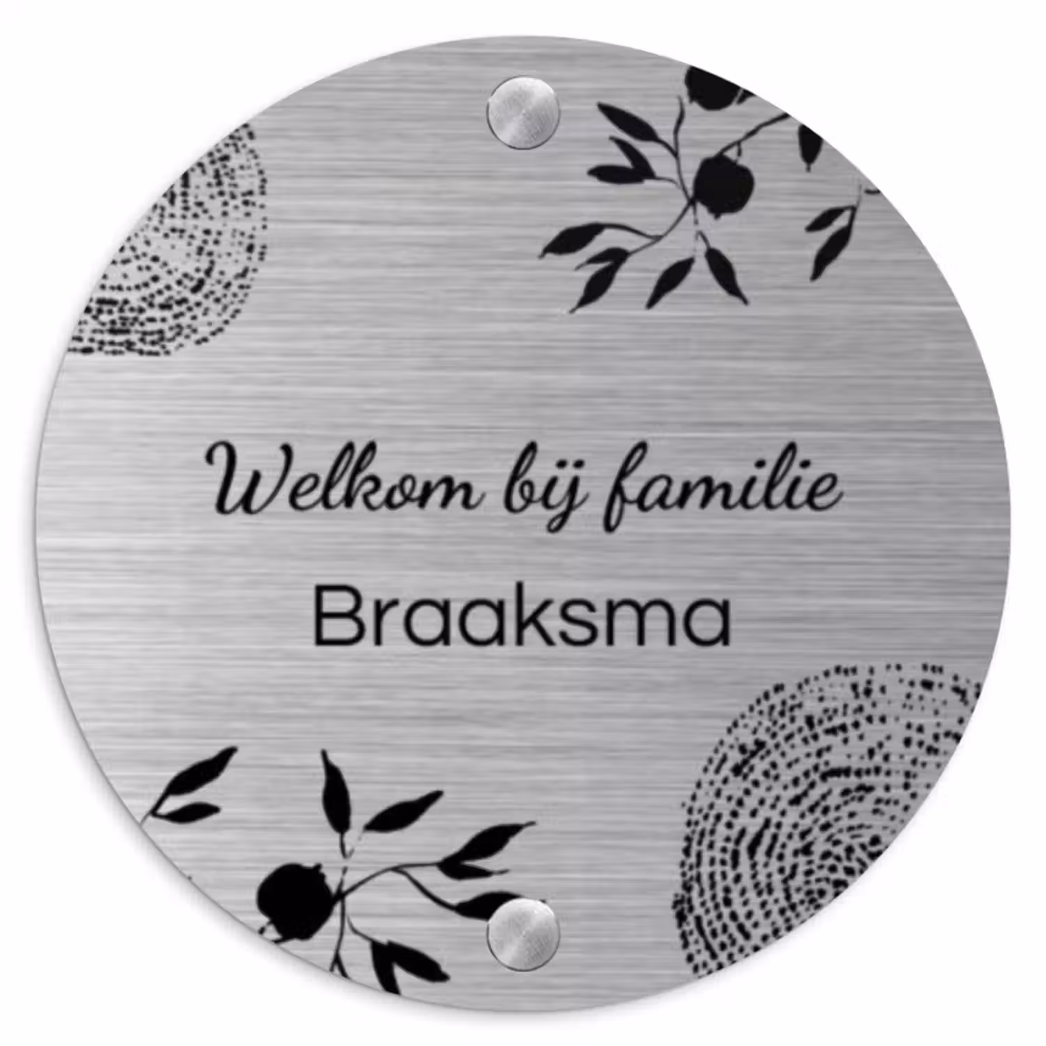Naambordje voordeur - Rond - Illustraties - Metaal - Sierlijk