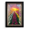 Doorkijk - Bloemen - Tulpen - Kleurrijk - Zonsondergang fotolijst zwart zonder passe partout klein -3d
