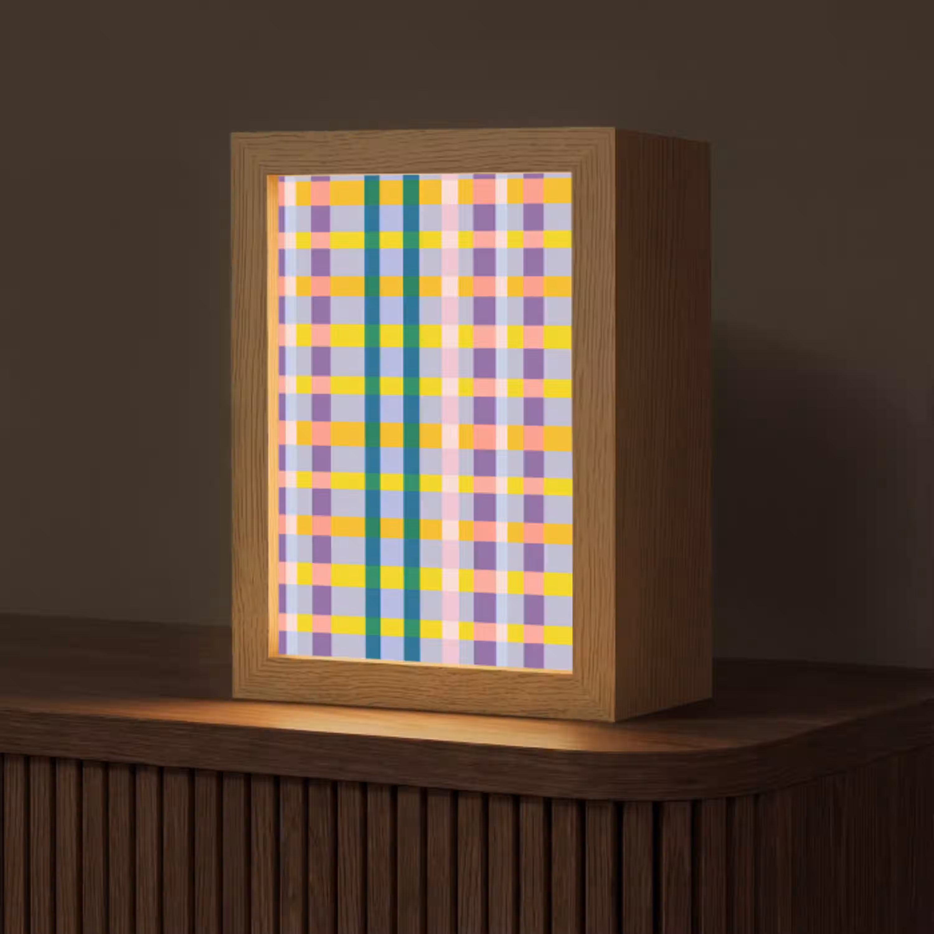 Ruit - Patroon - Kleurrijk Light Box met kabel (Tafellamp) klein 925 -z3d_website