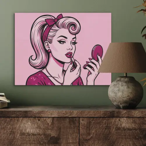 Vintage - Vrouw - Roze PET vilt klein -sfeer2