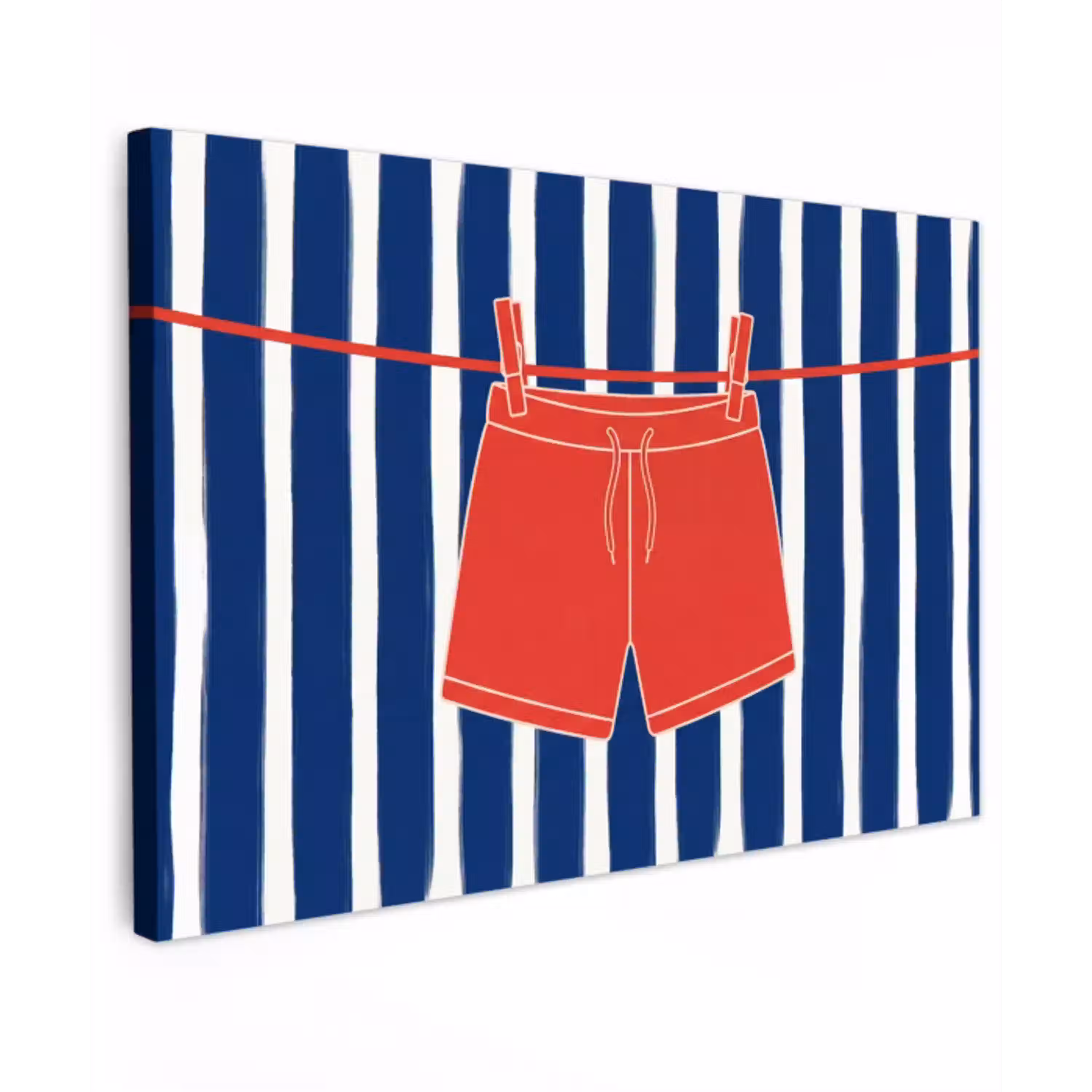 Shorts - Waslijn - Zomer - Illustratie - Rood canvas 2cm klein -z3d