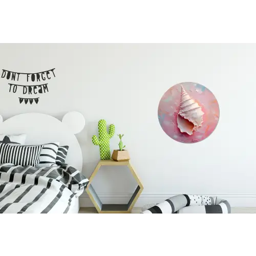 Schelp - Pastel - Pink Wandcirkel aluminium klein -kinderkamer