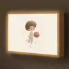 Beige - Jongen - Basketbal - Stippen Light Box met batterij (Wandlamp kind) middel -z3d_website