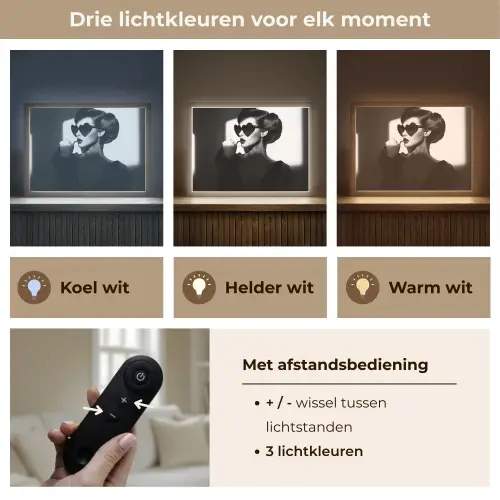 Vrouw - Zwart - Hart Light Box met batterij (Wandlamp) middel -USP_lichtkleurNL