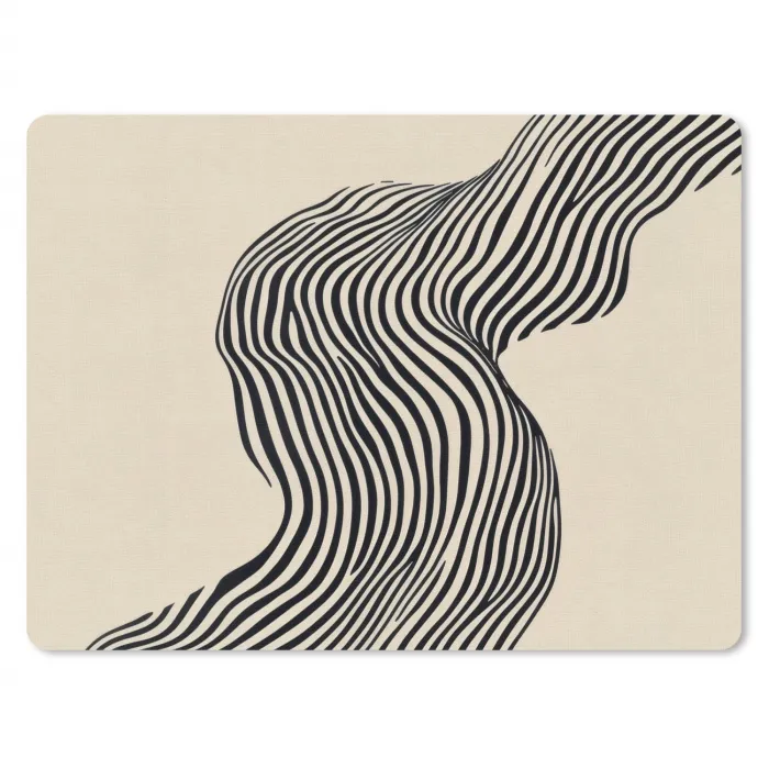 Golvend - Lijnen - Abstract - Silhouet muismat rubber klein -3d