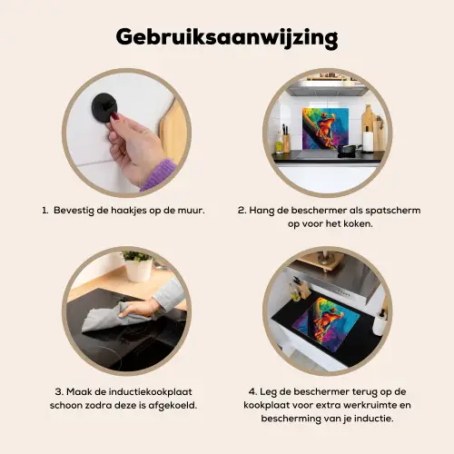 Kikker - Felgekleurd - Tak - Regenboog Inductie beschemer met haakjes middel -ky-gebruik-nl