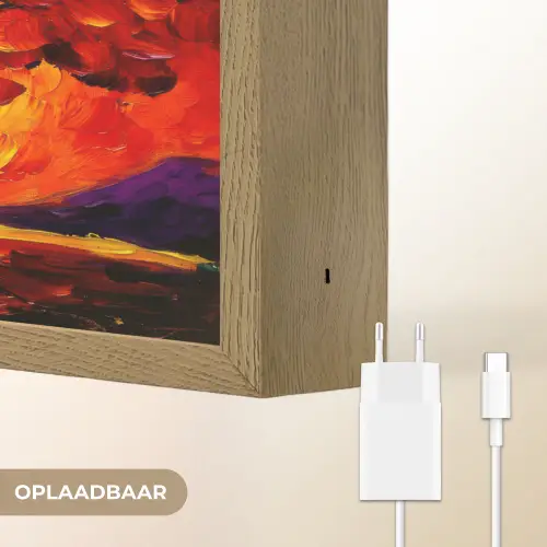 Boom - Kunst - Natuur - Zonsondergang Light Box met batterij (Wandlamp) middel -USP_websiteoplaadbaarNL