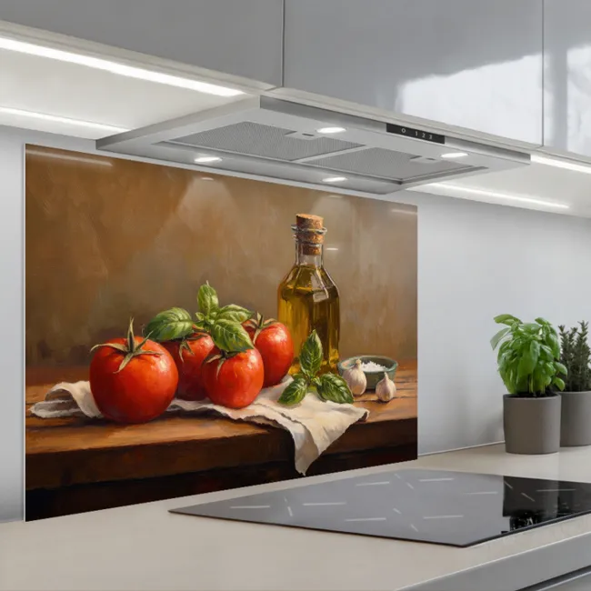 Fond de hotte - Tomates - Huile d'olive - Nature morte