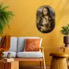 Mona Lisa - Kat - Leonardo da Vinci - Vintage - Kunstwerk - Oude meesters - Schilderij Wandcirkel Ovaal Forex klein -sfeer4