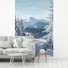 Winterlandschap - Natuur - Berg - Bomen - Sneeuw fotobehang vinyl groot -woonkamer