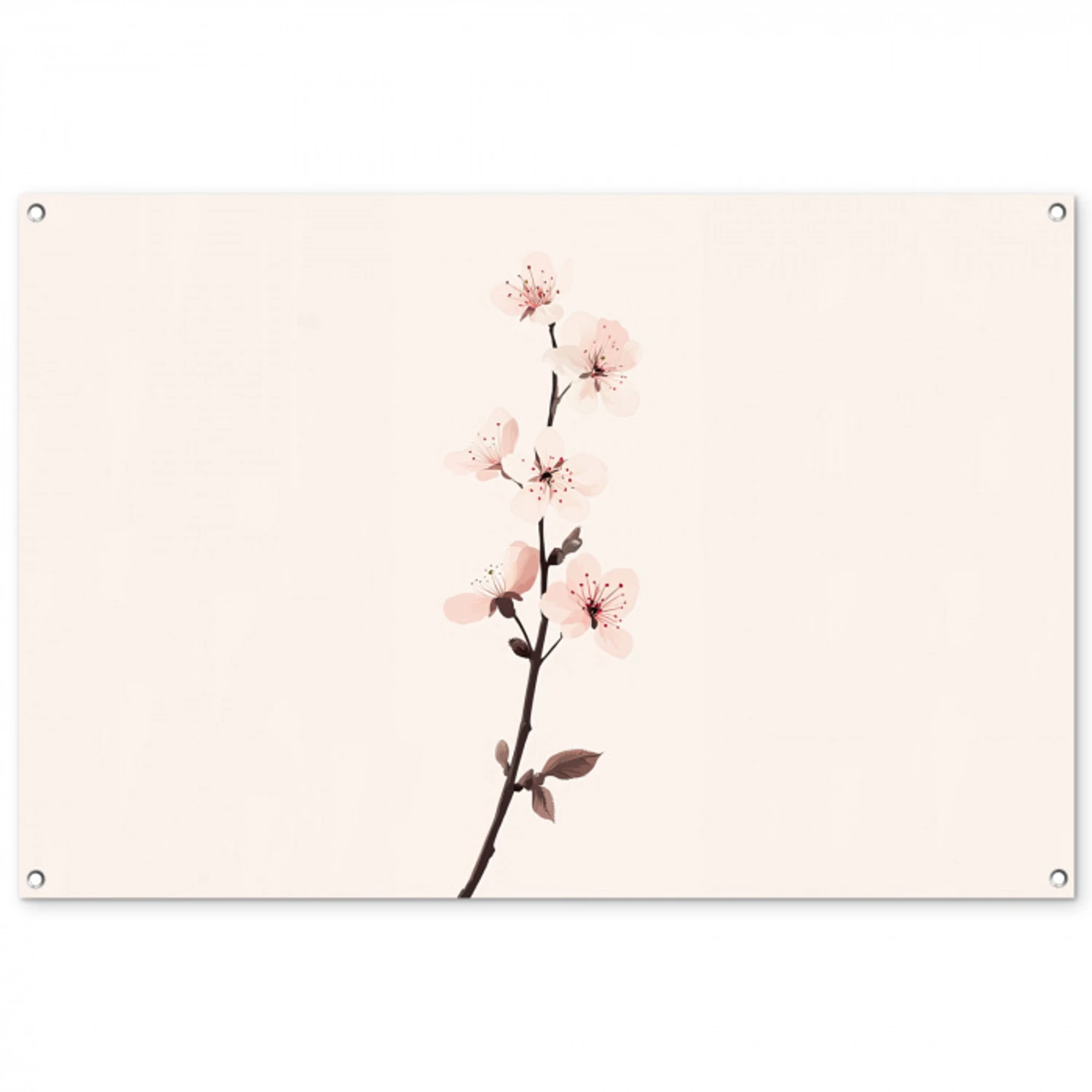 Minimalistisch - Bloesem - Tak - Roze tuinposter los doek groot -3d