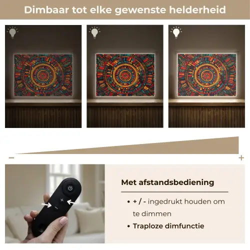 Mandala - Cirkels - Patronen Light Box met batterij (Wandlamp) middel -USP_dimbaarNL