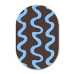Kronkelende lijnen - Blauw - Bruin - Minimalistisch Wandcirkel Ovaal Forex klein 630 -3d