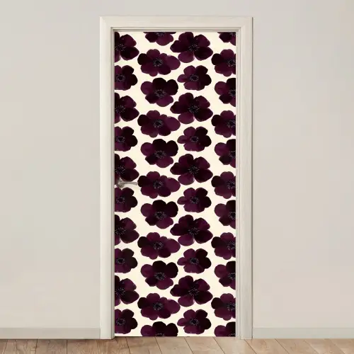 Bloemen - Aquarel - Paars deurposter klein 289 -3d_beige