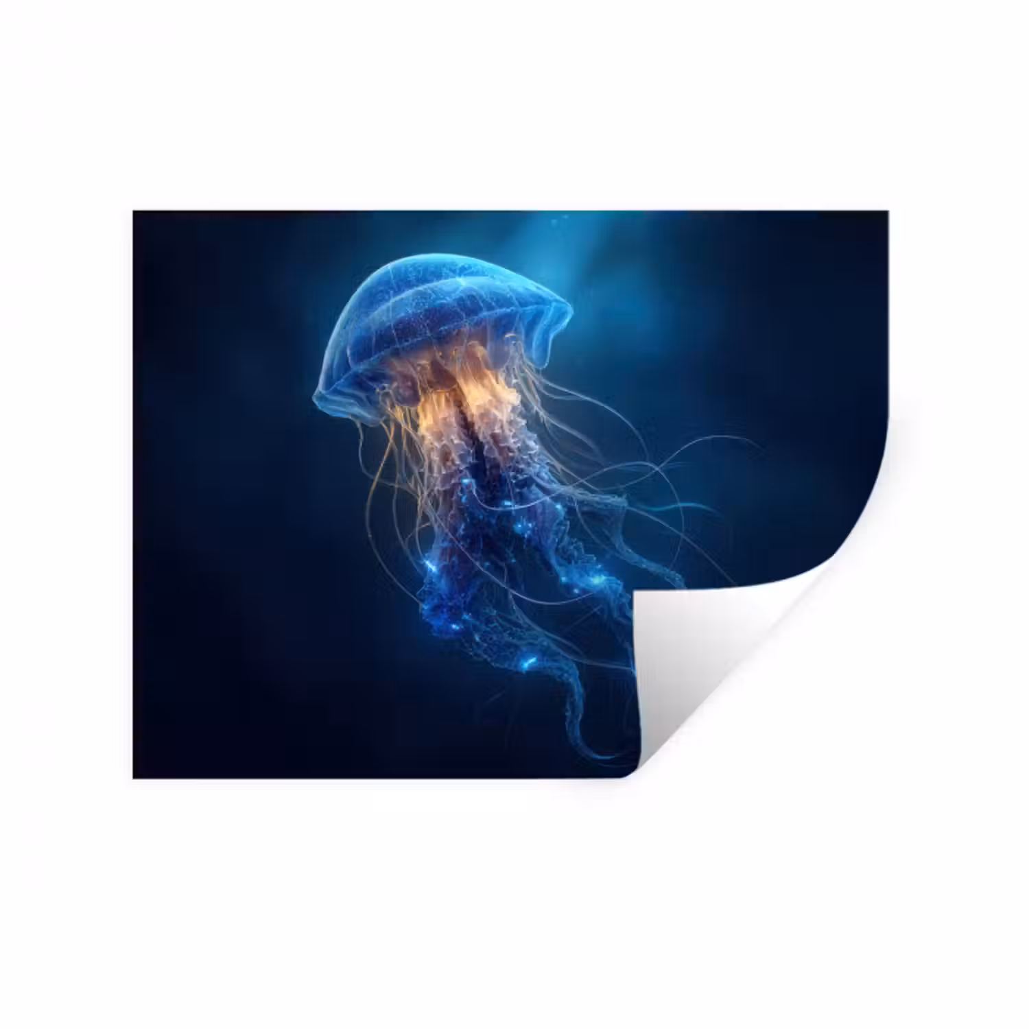 Wandtattoo – Qualle - leuchtend - Tentakel - blau