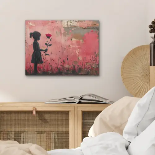 Graffiti - Meisje - Roze - Street art - Roos - Banksy PET vilt klein -sfeer3