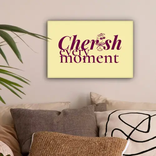 Cherish every moment - Cocktailglas - Geel canvas 2cm klein -sfeer1