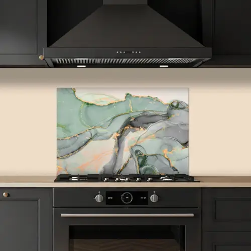 Goud - Marmer - Groen - luxe - Glitter - Marmerlook keuken achterwand spatscherm klein -sfeer1