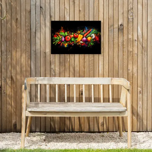 Groente - Eten - Kruiden - Graffiti - Koken Tuinposter op houten frame 2 cm dik klein -sfeer4
