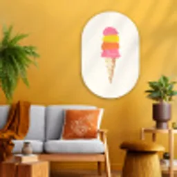Schepijs - Hoorntje - Illustratie - Minimalistisch Wandcirkel Ovaal Glas middel -sfeer4