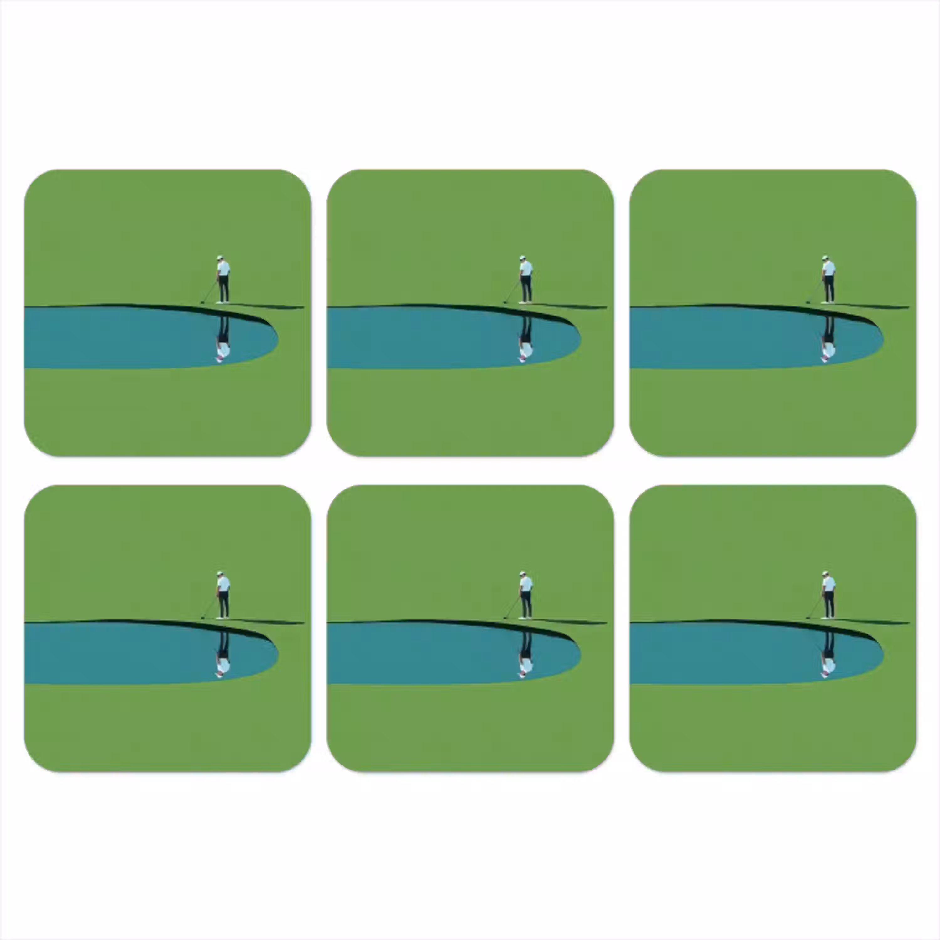 Persoon - Golf - Water - Blauw onderzetter kurk middel -3d