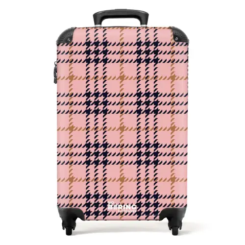 Roze geruite ruitstructuur symmetrisch NBS - Handbagage koffer - Kinderen Unisex middel -productfoto_recht