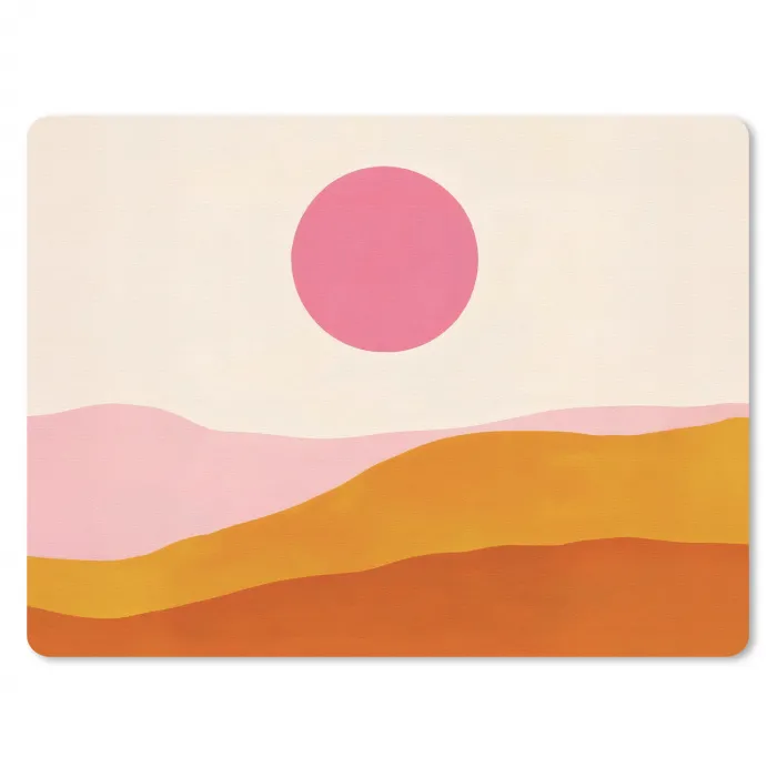 Zon - Heuvels - Abstract - Roze muismat rubber klein -3d