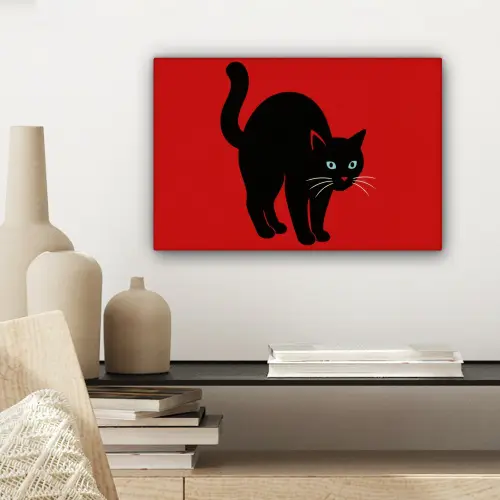Kat - Zwart - Staart canvas 2cm klein -sfeer6