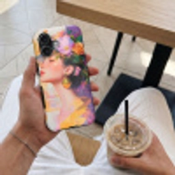 Abstract - Vrouw - Bloemenkroon - Goud Toughcase MagSafe Apple iPhone 17 klein -Sfeer1M