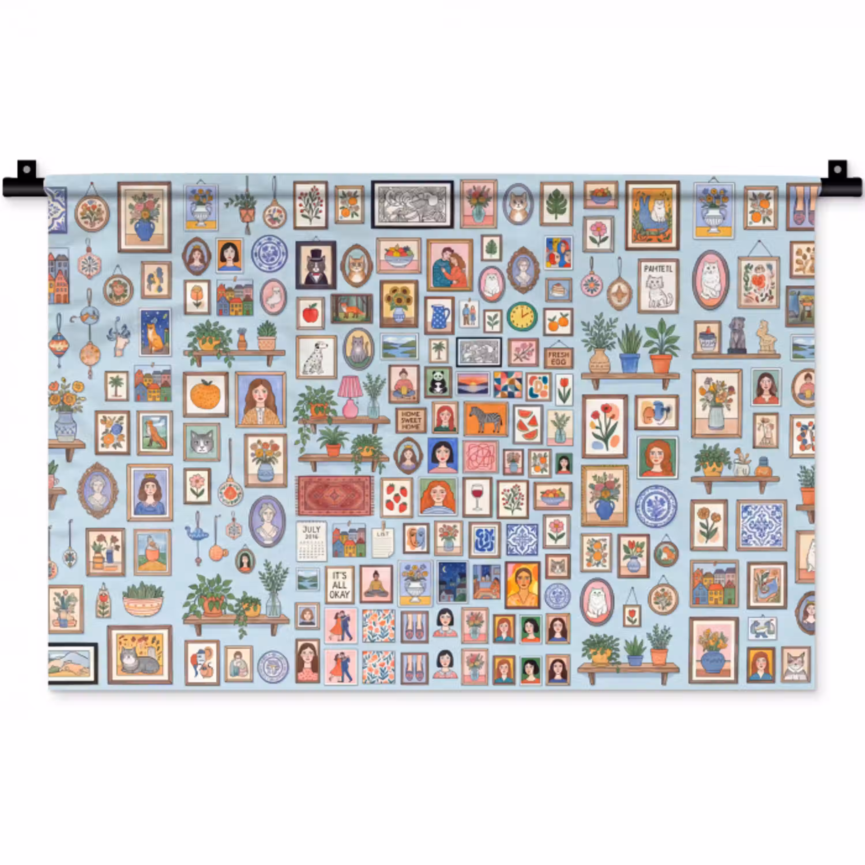 Wanddecoratie - Collectie - Huis - Illustratief - Kleurrijk Wandkleed katoen klein -zz3d