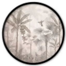 Jungle - Banenboom - Kolibrie - Beige Fotolijst rond zonder passe partout klein -3d