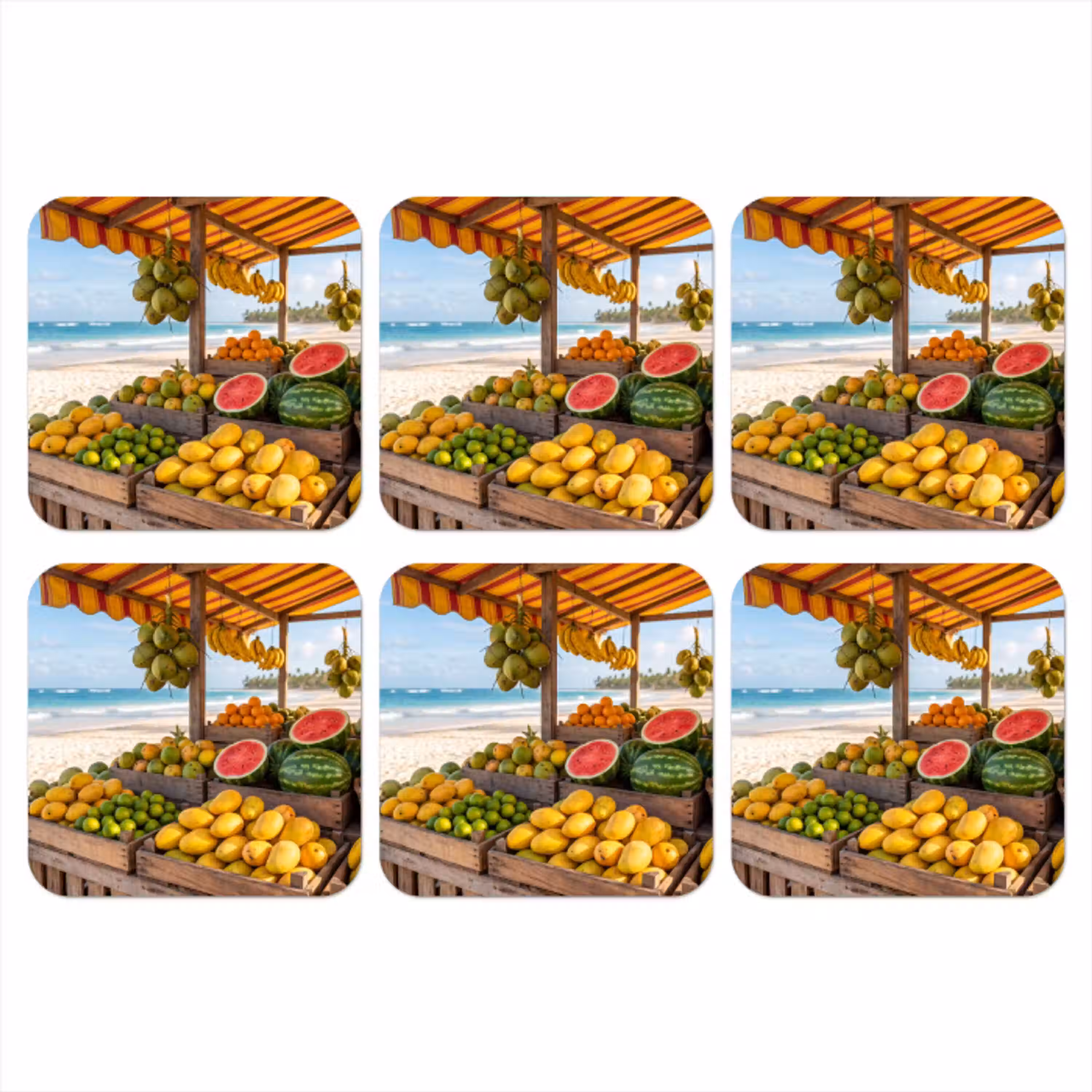 Fruit - Strand - Tropisch onderzetter kurk middel -3d
