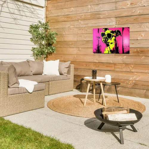 Hond - Zonnebril - Roze - Art Tuinposter op houten frame 2 cm dik klein -sfeer2