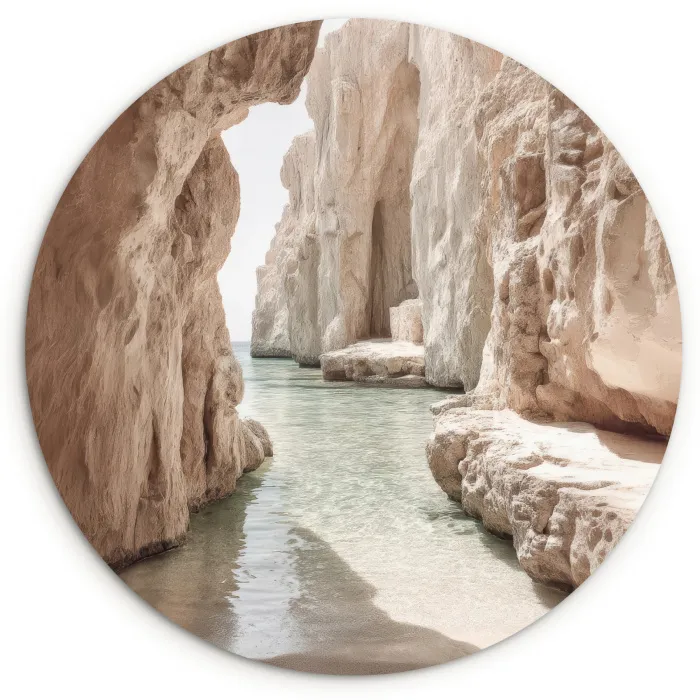 Rotsen - Zee - Zand - Kloof Wandcirkel kunststof plaat 5mm dik klein -3d