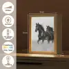 Paarden - Gras - Zwart - Wit Light Box met kabel (Tafellamp) klein -USP_NL