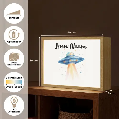 Ruimte - Ufo - Sterren Light Box met batterij (Wandlamp kind) middel -USP_websiteoverzichtNL