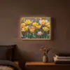 Tulpen - Geel - Penseelstreken - Abstract Light Box met batterij (Wandlamp) middel -sfeer4