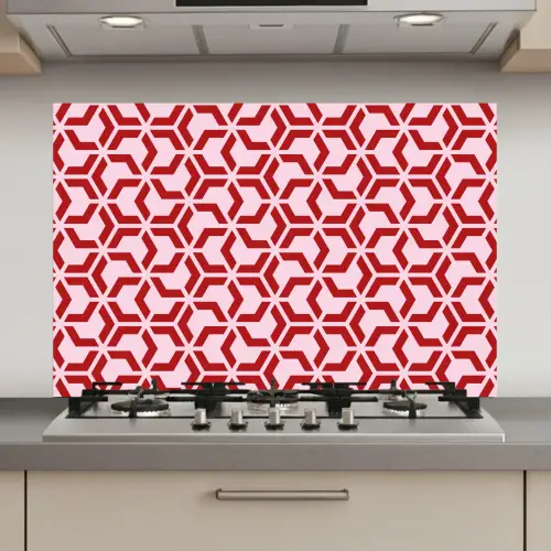 Roze - Rood - Geometrisch - Patroon keuken achterwand spatscherm klein 900 -3d_website