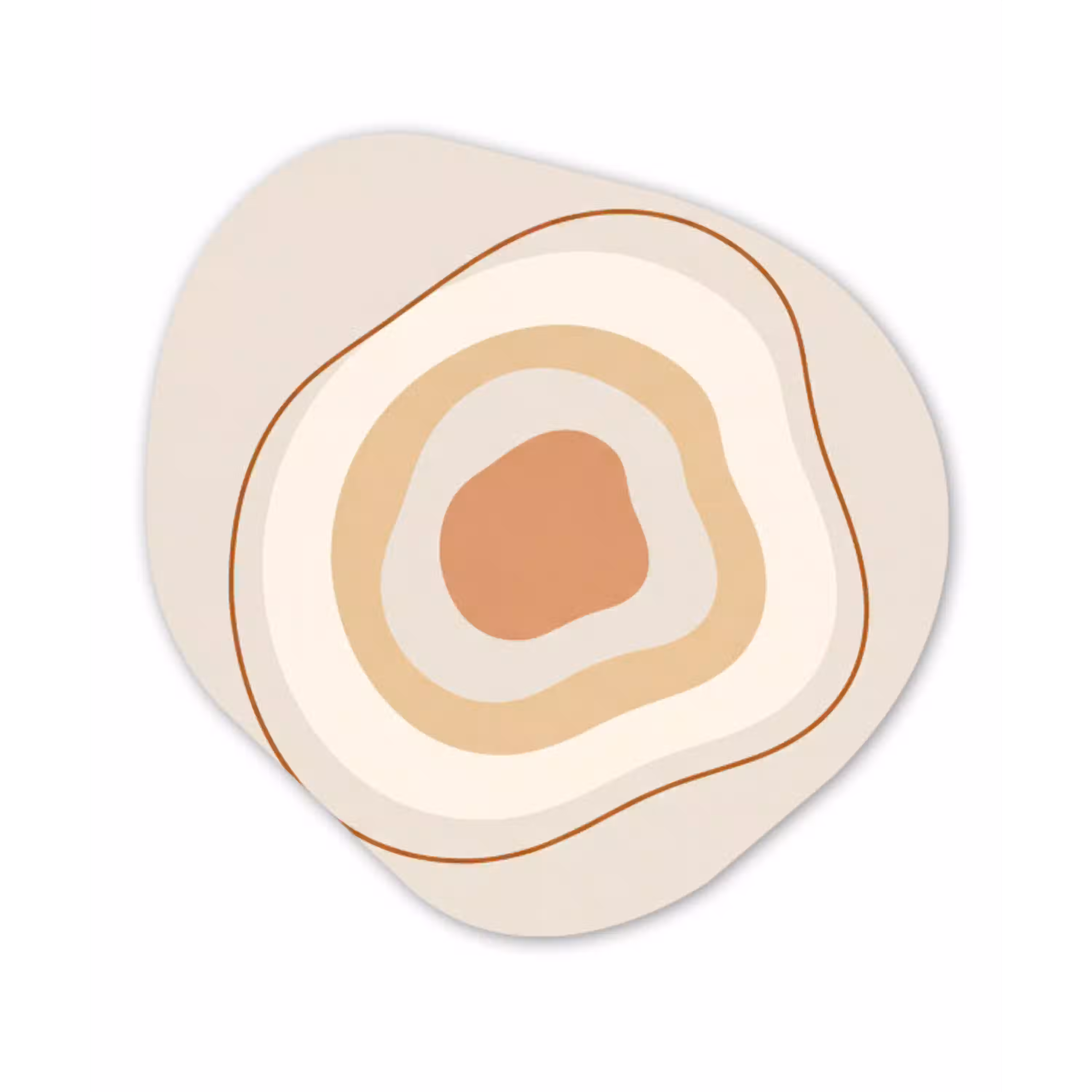Abstract - Organisch - Modern - Beige - Kunst Wandcirkel Organisch Aluminium middel -3d