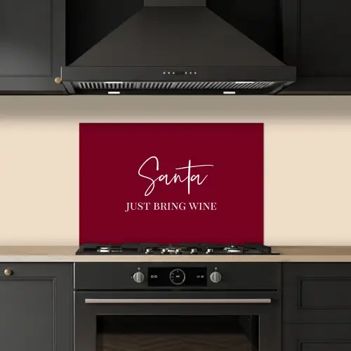 Santa - Wine - Rood - Kerst - Kerstman keuken achterwand spatscherm klein -sfeer1
