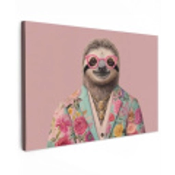 Luiaard - Bloemenprint - Bril - Roze canvas 2cm klein -z3d
