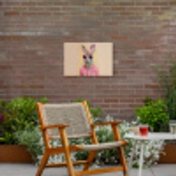 Grijs - Konijn - Blouse - Strik Tuinposter op houten frame 2 cm dik klein -sfeer3