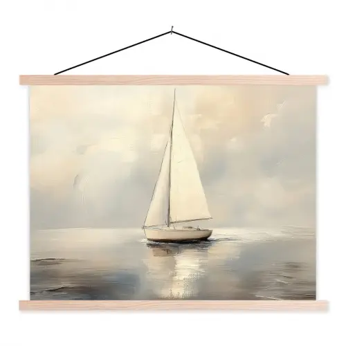 Zeilschip - Zee - Bewolkt textielposter latten blank klein -3d