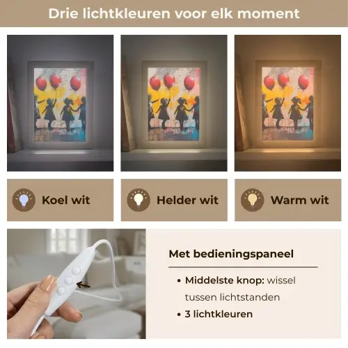Graffiti - Kinderen - Street art - Ballon - Banksy Style Light Box met kabel (Tafellamp) klein -USP_lichtkleurNL