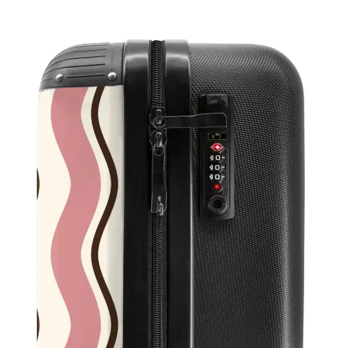 Golvende strepen in roze met bruin NBS - Handbagage koffer - Unisex middel -slot